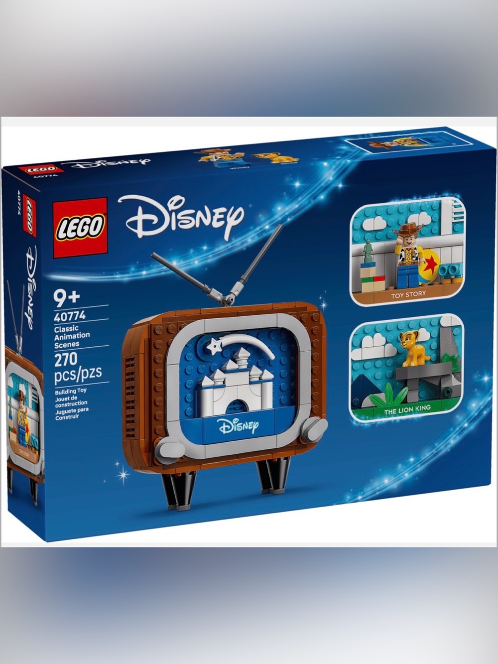 Disney Retro Brown TV Display with Blue Screen LEGO Set